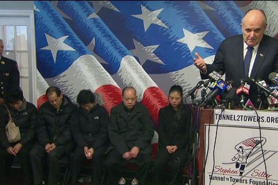 Former Mayor Giuliani with Officer Liu's family